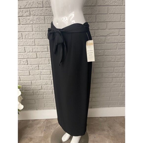 Michele Women Black Belted Maxi Skirt Size 10 NWT - Picture 2 of 7